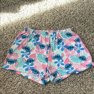 Girls Stitch Cartoon Print Pajama Shorts - Pink and Blue